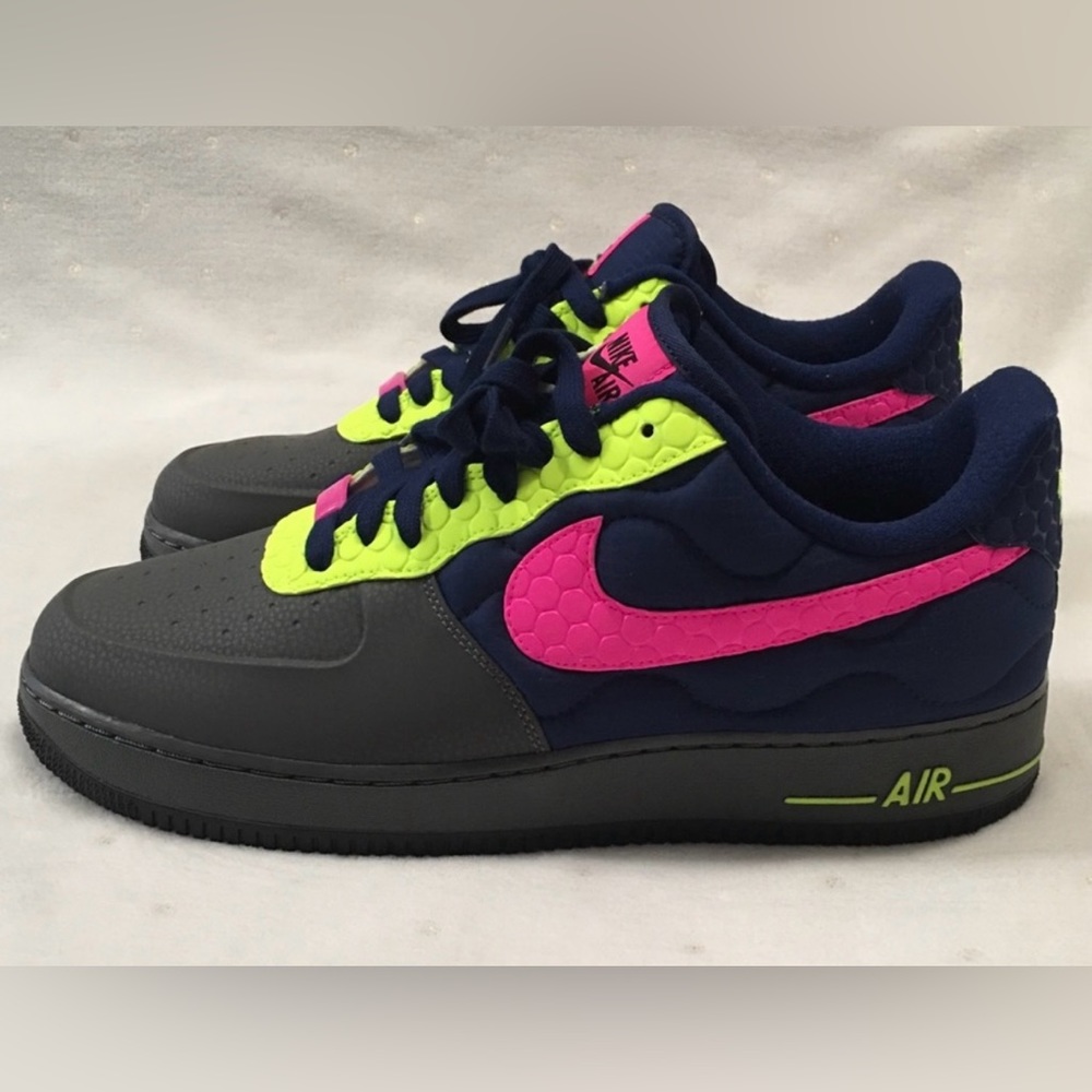 Nike Air Force1 Low Custom 3M Thinsulate B200 Series Neon Pink Volt Black Size12 - Picture 2 of 15
